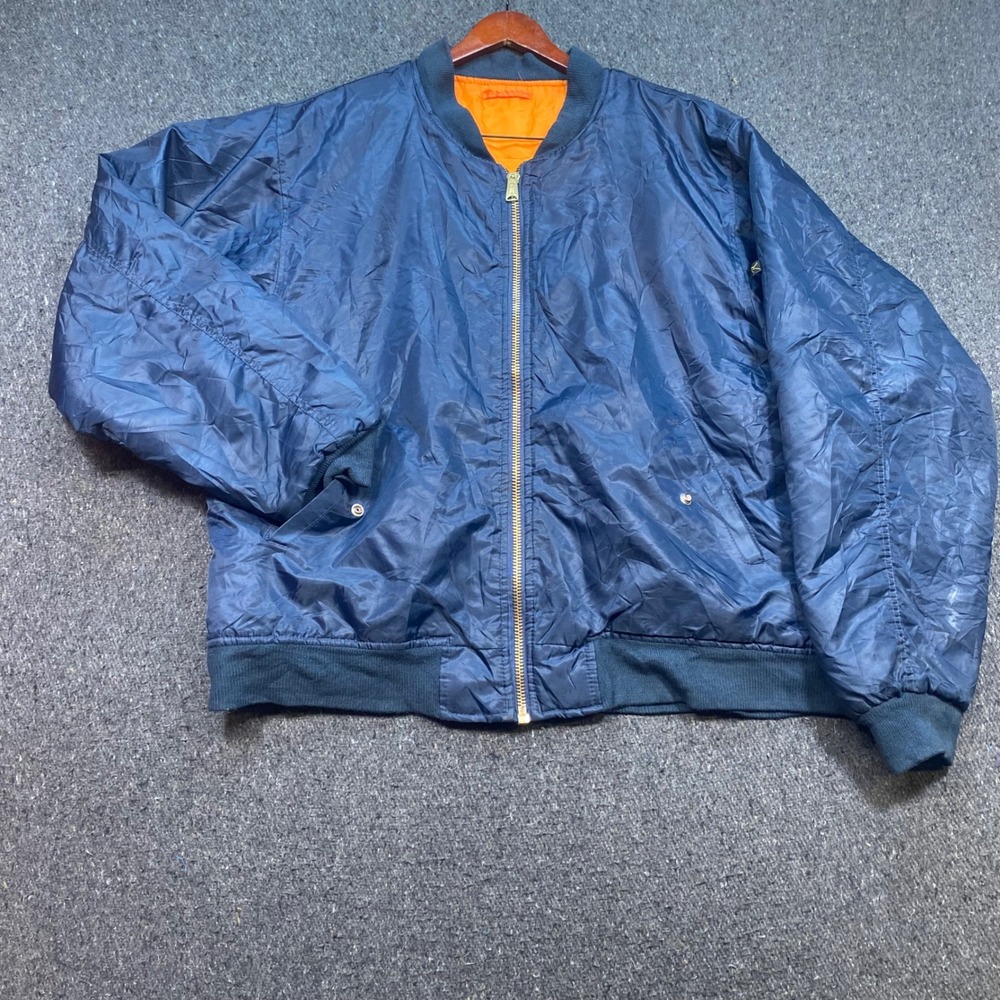 MA-1 Flight Jacket Sz XL Mens Blue Bomber Skater Grunge Retro Utility Zip Coat